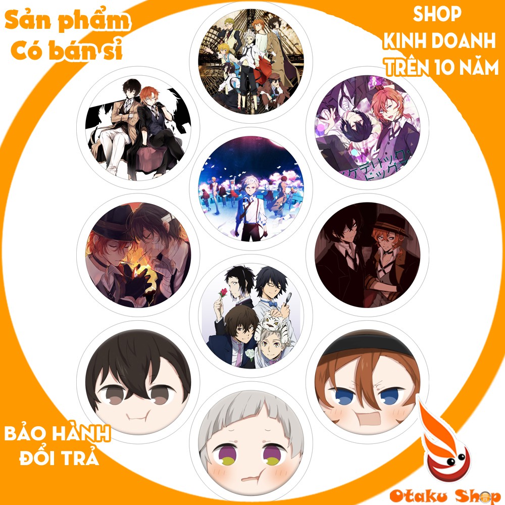 &lt;20/640 MẪU&gt; Huy hiệu anime hoạt hình Đặc Nhiệm Thám Tử Bungou Stray Dogs,Văn hào lưu lạc Các nhân vật dazai,atsushi,