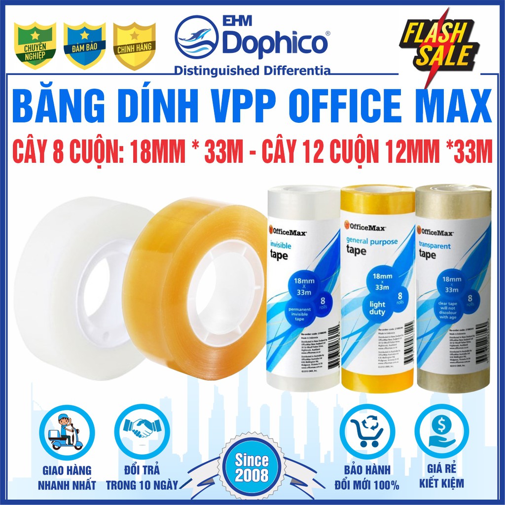 [01 cây ] Băng dính văn phòng phẩm Office Max (Sản phẩm của New Zealand) – Scotch magic tape – Băng dính dán tiền