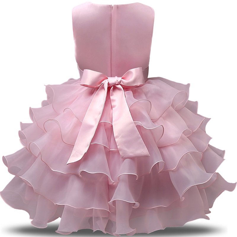 NNJXD Đầm xòe công chúa thiết kế nhún bèo nhiều tầng dễ thương dành cho bé gái