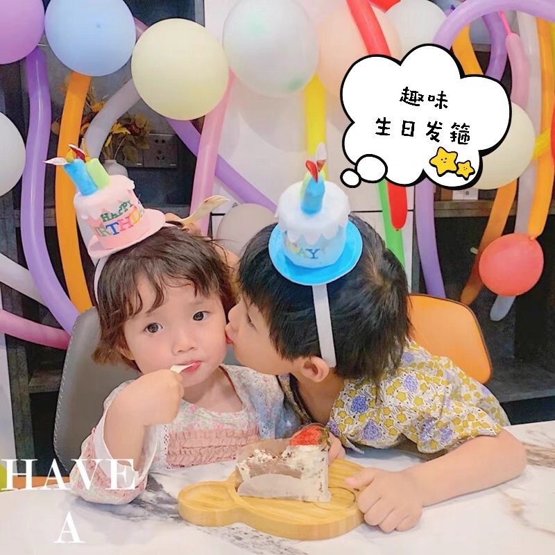 Bờm hình bánh sinh nhật nến thổi xinh xắn trang trí tiệc