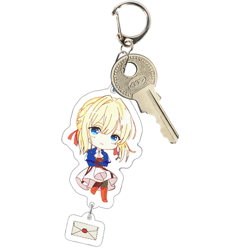 Anime Violet Evergarden Acrylic Pendant Keychain Key Rings Phone Charm Cosplay