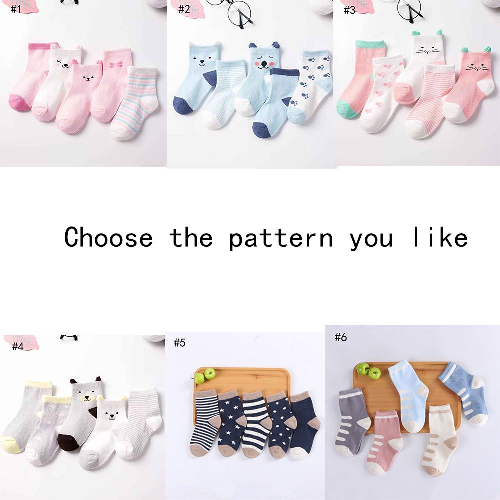 Bộ 5 đôi vớ cotton giữ ấm họa tiết hoạt hình đáng yêu dành cho bé