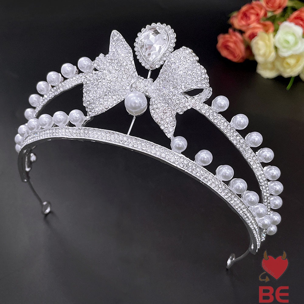 Phụ Kiện Cài Tóc Hình Vương Miện Đính Đá Và Ngọc Trai Xinh Xắn Cho Cô Dâu