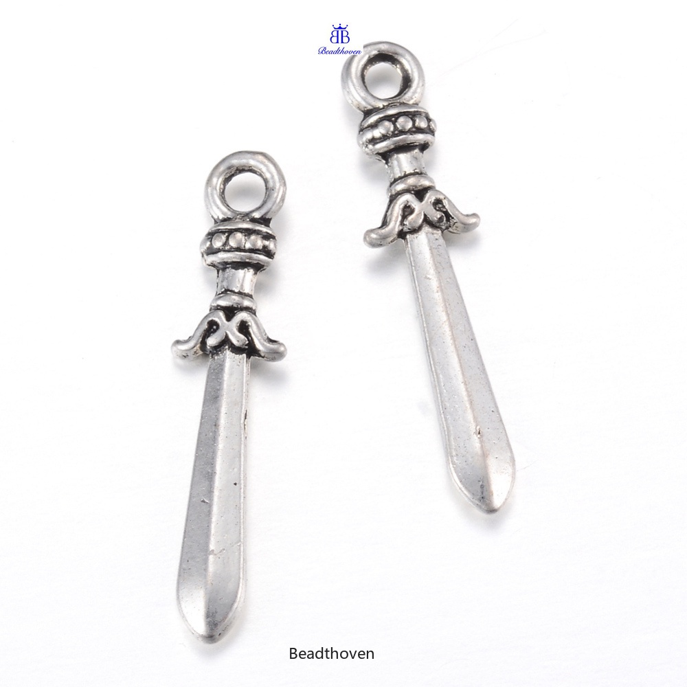 Bộ 20-50 Mặt Dây Chuyền Bằng Hợp Kim Màu Bạc 23x5x2mm Lỗ 2mm