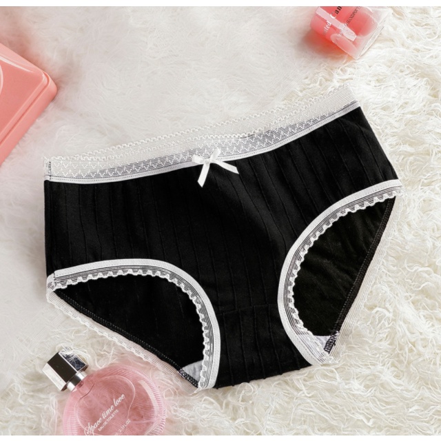 Quần lót nữ Cotton gân tăm đính nơ viền ren dễ thương có chọn size chọn màu QL13 | BigBuy360 - bigbuy360.vn