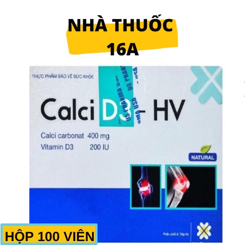 VIÊN UỐNG CALCI D3 - HỖ TRỢ BỔ SUNG VITAMIN D3 &amp; CANXI, HỖ TRỢ XƯƠNG KHỚP - HỘP 100 VIÊN - CÔNG TY HV US PHARMA