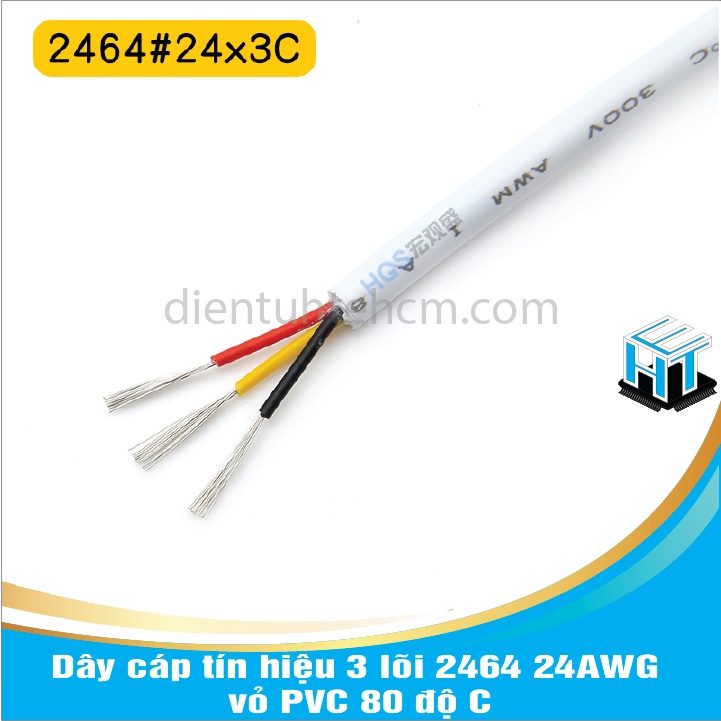 Dây cáp tín hiệu 3 lõi 2464 24AWG 0.2mm2 vỏ PVC 80 độ C