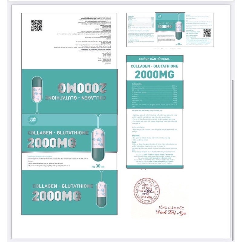 Viên uống trắng da Collagen Glutathione 2000mg  nâng tông tức thì sau 7 ngày hộp 30 viên