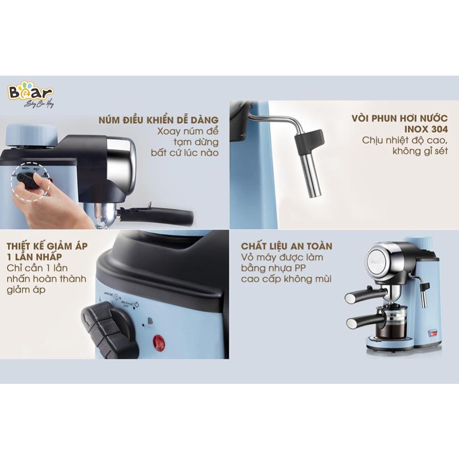 Máy pha cà phê Espresso Bear KFJ A02N1 tự động tạo bọt, kích thước nhỏ gọn thanh lịch nhiều tính năng, Hàng Chính Hãng