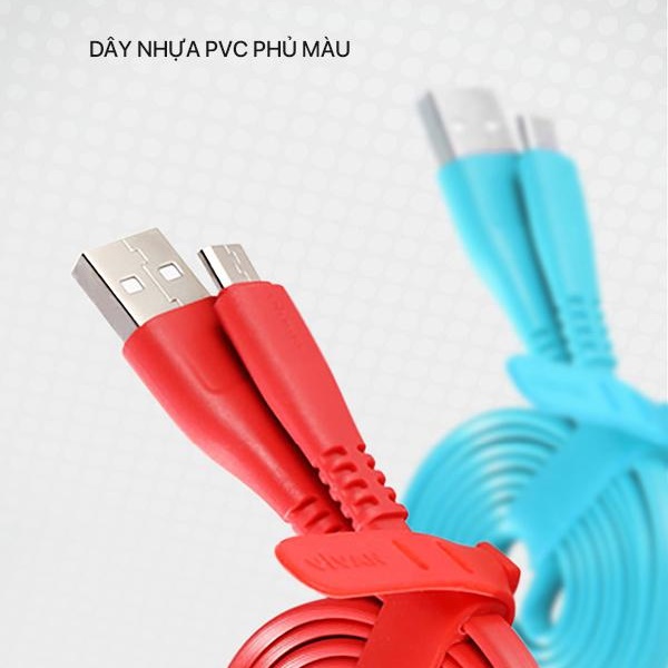 Dây cáp sạc Micro usb, sạc nhanh Samsung chính hãng Oppo Xiaomi cho android VIVAN CSM100S Nhựa PVC Dẹt 1m BenZ Store