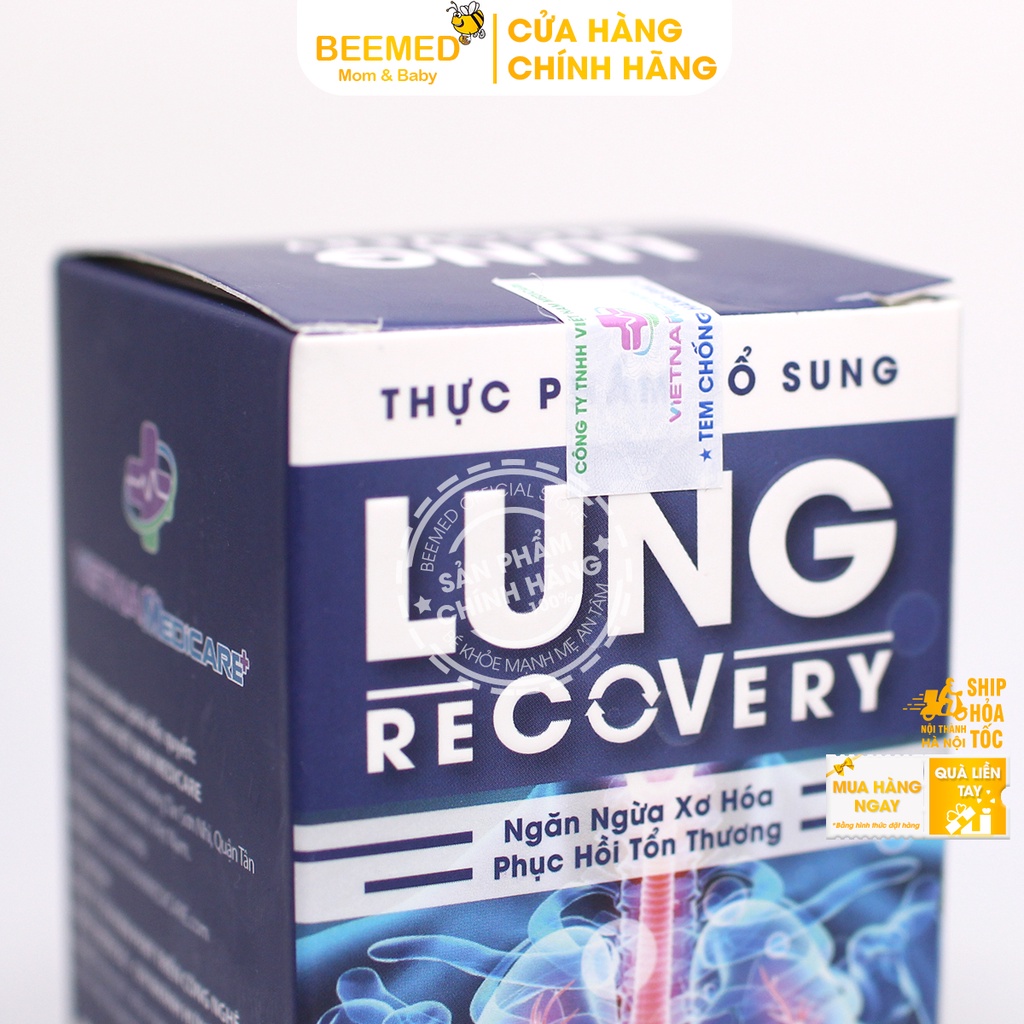 Bổ phổi, phục hồi sức khỏe sau ốm - Bổ phổi LUNG RECOVERY Hộp 30 viên - giúp ngủ ngon, tăng đề kháng từ bột tảo xoắn