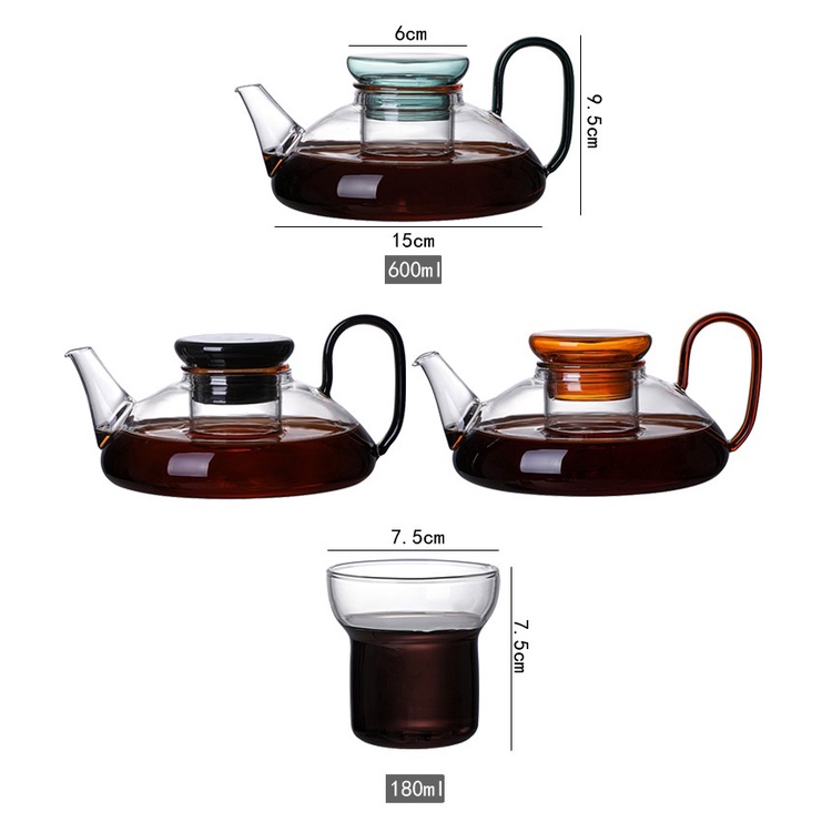 Ấm Thủy Tinh Pha Trà có lõi lọc 600 ml