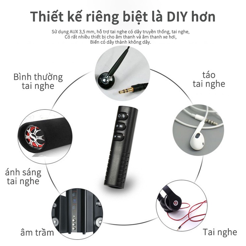 Bộ thu tín hiệu âm thanh không dây kết nối Bluetooth 3.5mm BT450 AUX cho xe hơi SUNhai