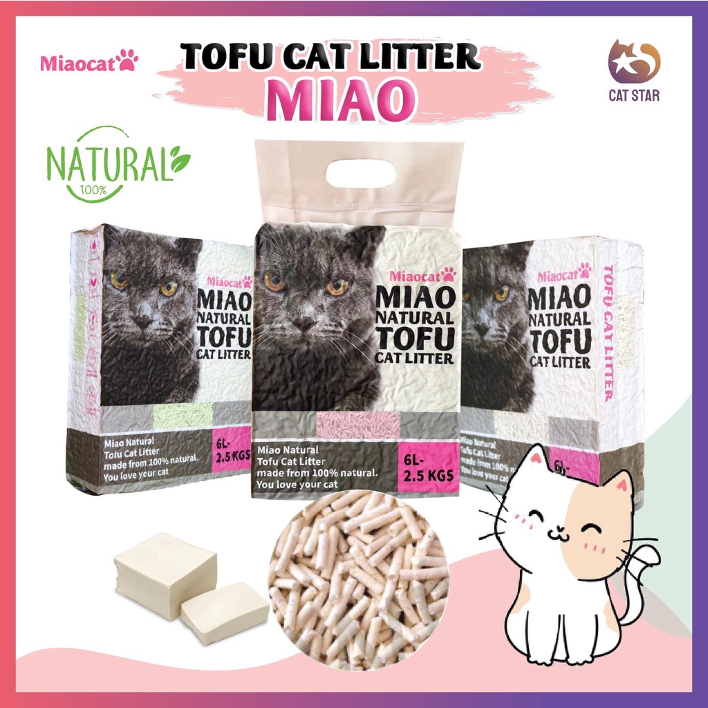 [6L=2.5kg] Cát đậu nành MIAO CAT hữu cơ không bụi cho mèo