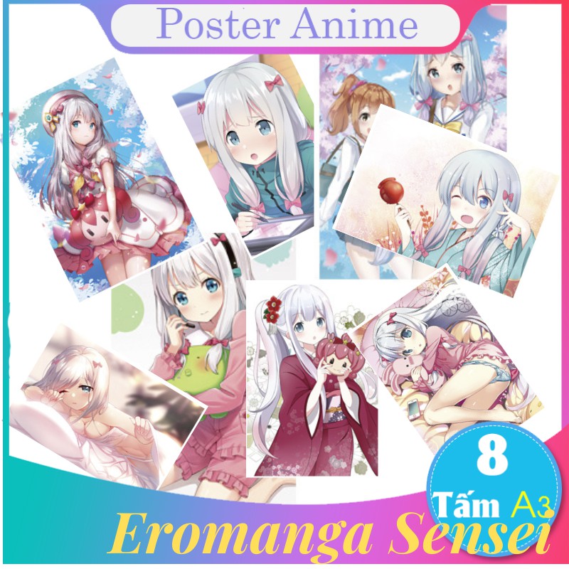 [Giấy xịn] Set 8 tấm tranh poster to A3 Eromanga Sensei anime áp phích siêu chất