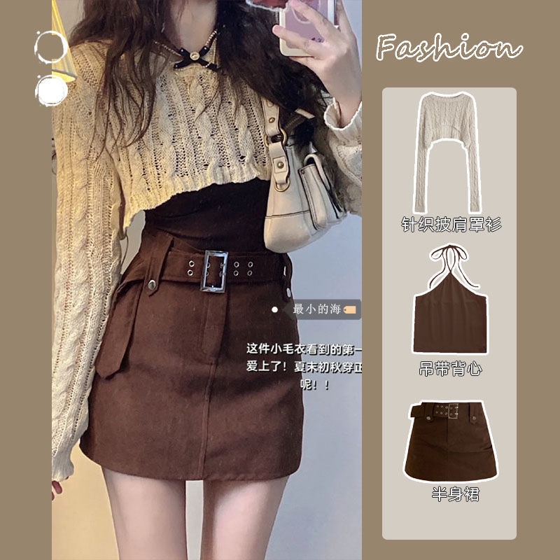 Set Áo Len + Chân Váy Lưng Cao Thời Trang Cho Nữ