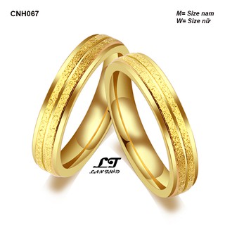 Nhẫn cặp đôi mạ vàng 2 vòng phun cát Không đen không rỉ sét CNH067