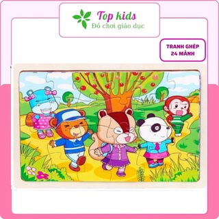 Tranh ghép hình cho bé bằng gỗ bộ xếp hình 24 mảnh nhiều mẫu hoạt hình đồ chơi thông minh cho trẻ từ 2 3 4 tuổi TOPKIDS