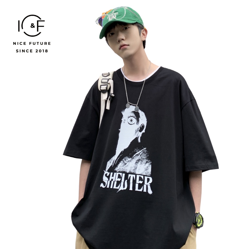 Áo thun IFNICEFUTURE tay ngắn dáng rộng in chữ cái trẻ trung hợp thời trang dễ phối đồ dành cho nam