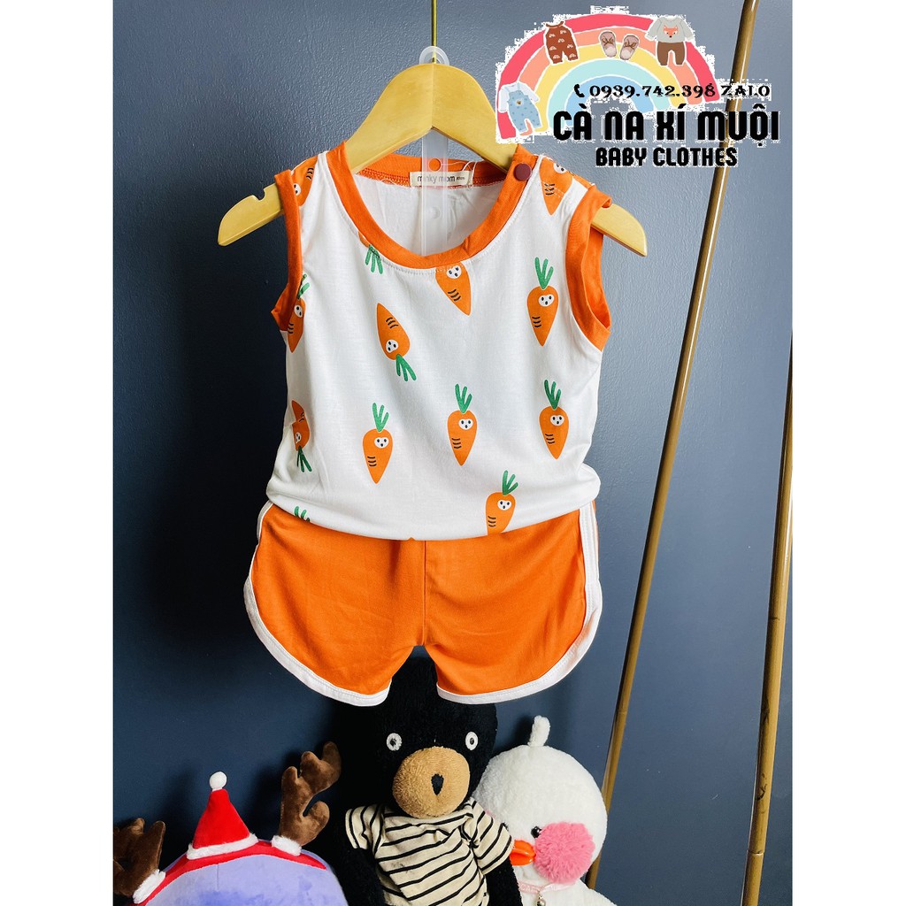 Bộ Minky Mom Ba Lỗ FREE SHIP Thun Lạnh Cao Cấp Cộc Tay Dể Thương Cho Bé Gái Bé Trai, Đủ Màu