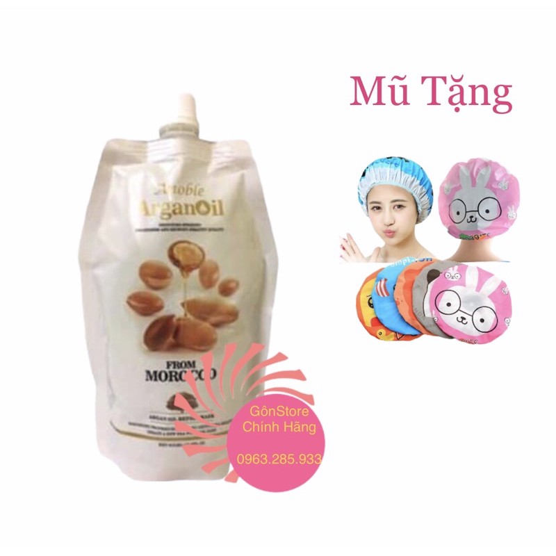 Kem Hấp Phủ Lụa Tái Sinh Tóc ANOBLE ARGANOiL 500ml - Tặng mũ hấp tóc