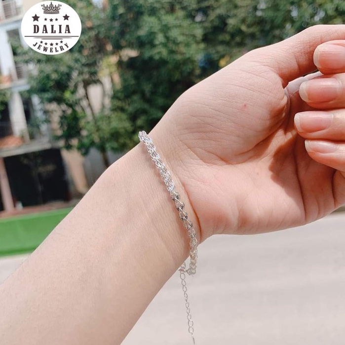 Lắc tay bạc nữ bạc thật DaLiA Jewelry lắc tay đuôi phụng xếp lá dày dặn