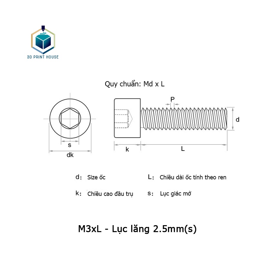 Ốc - Bulong Lục Giác Inox 304 M3 (3mm) - (10con)