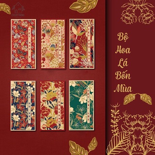 (GIÁ 1 BAO) Bao lì xì Tết 2023 bộ hoa lá bốn mùa sang trọng