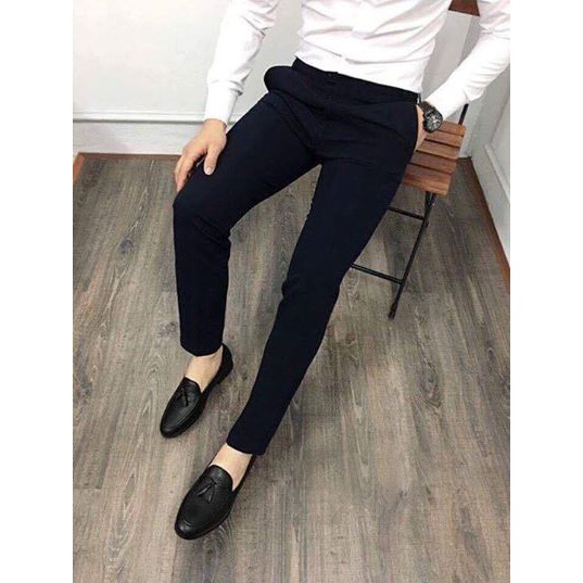 Quần Tây Âu Nam Đen Ống Côn Dáng Ôm Vải Co Giãn Nhẹ | BigBuy360 - bigbuy360.vn