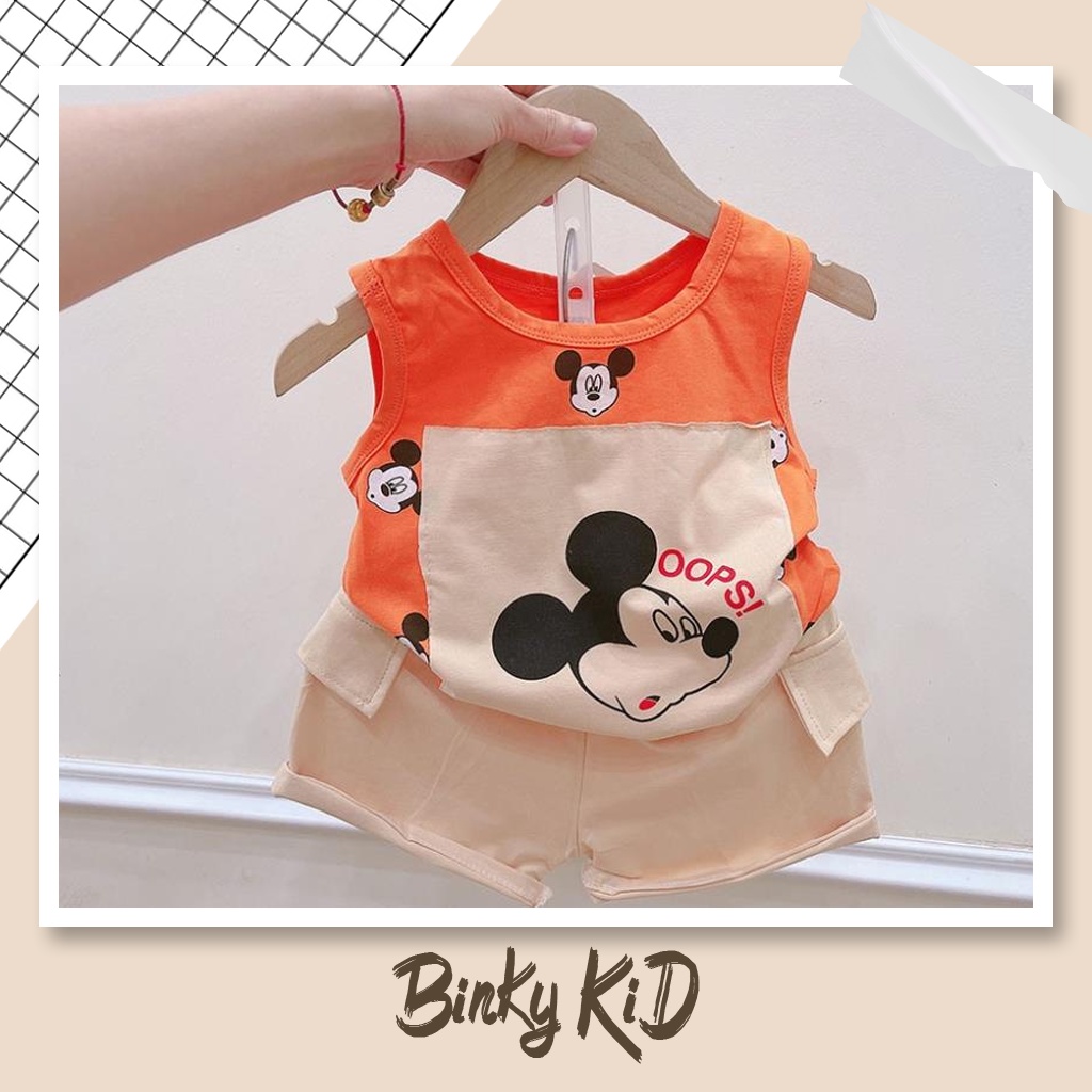 ÁO BA LỖ CHO BÉ TRAI BÉ GÁI CHẤT COTTON IN HÌNH CHUỘT MICKEY