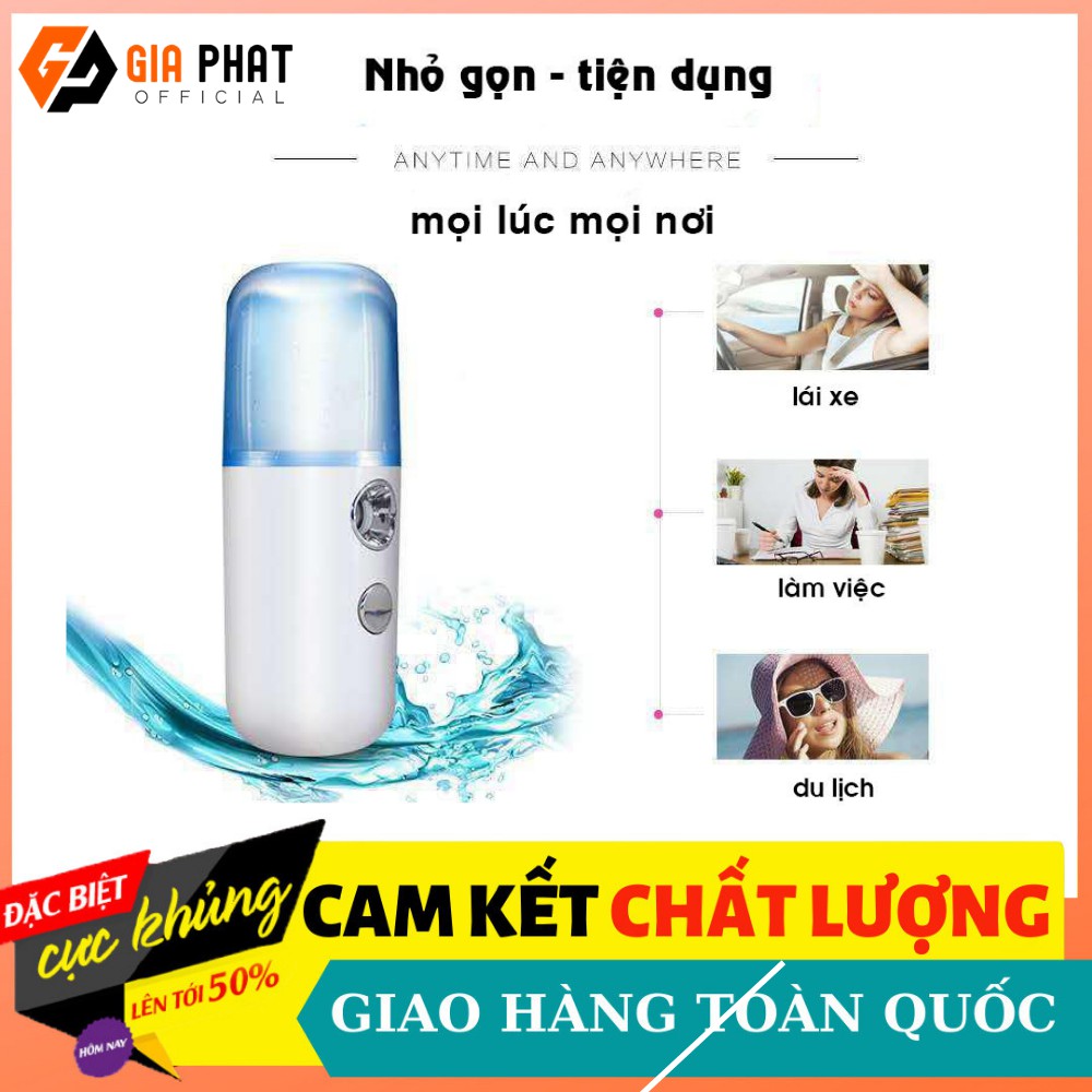 Máy Xông Mặt, Xịt Khoáng Nano Mini Cầm Tay, Máy Phun Sương Xông Hơi Làm Đẹp Da Công Suất 3.7v