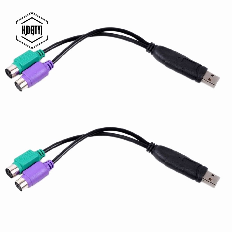 2PCS PS2 to USB Adapter Cable Dual PS2 Female to USB Male Converter Adapter for PC Laptop Mouse Keyboard