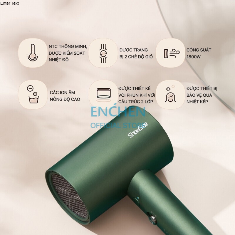 Máy Sấy Tóc Ion Âm Showsee A5 A1 1800W NTC Smart Thermostat Tăng cường độ bóng và làm mượt tóc xoăn
