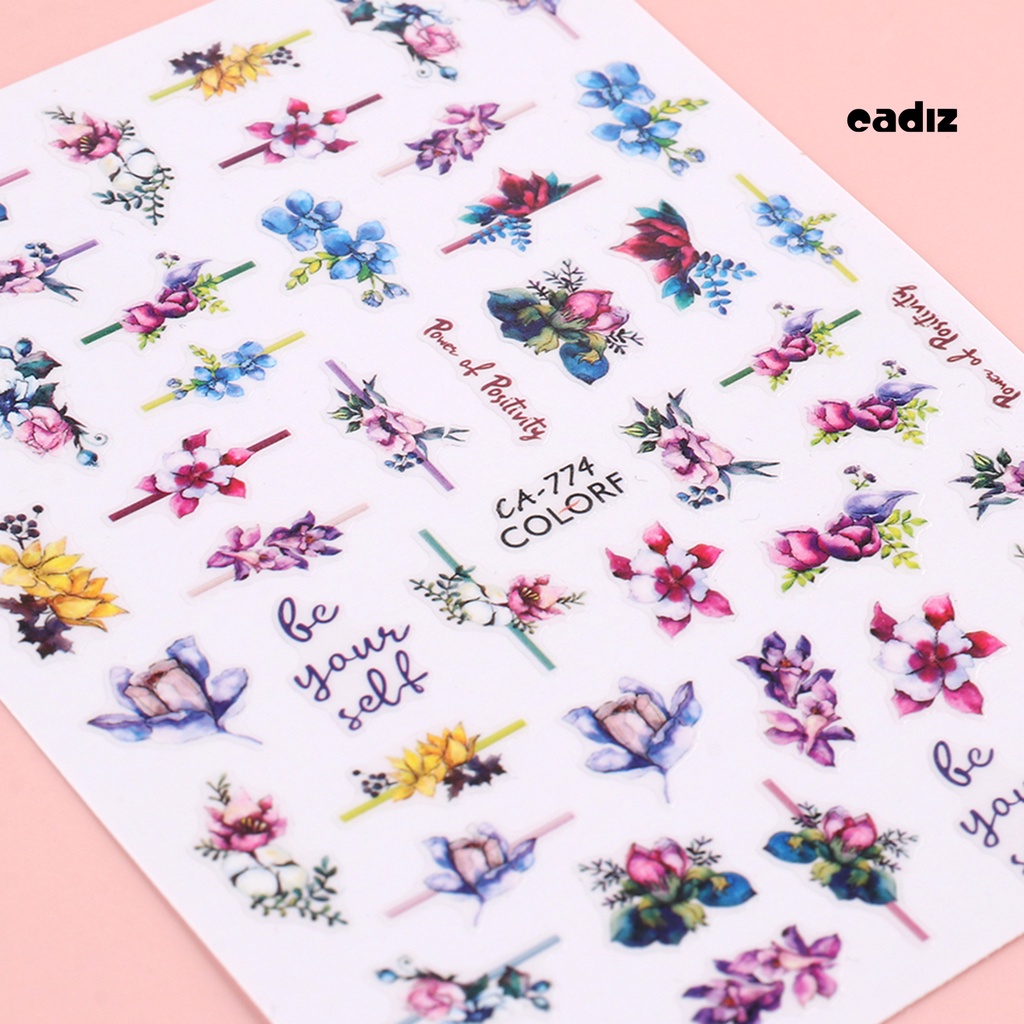 Miếng Dán Trang Trí Móng Tay Siêu Mỏng In Họa Tiết Hoa Xinh Xắn Cho Nữ