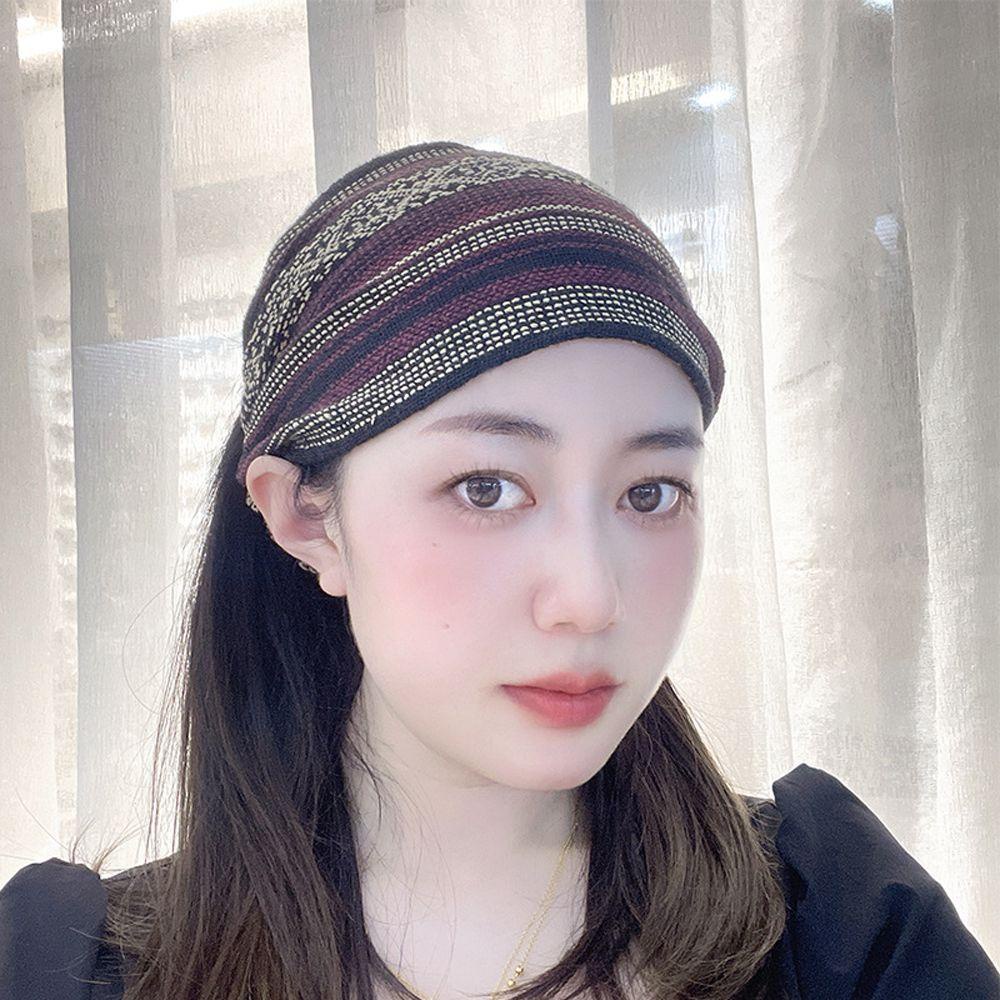 Băng Đô Cài Tóc Rửa Mặt Không Trơn Họa Tiết Hình Học Cổ Điển Thanh Lịch Cho Nữ