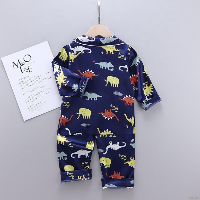 Bộ Đồ Ngủ Pijama Dài Tay In Hình Khủng Long Cho Bé - 2 Cái