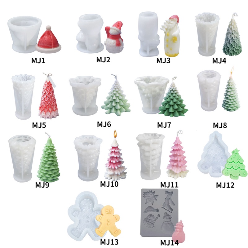 Khuôn Làm Nến Thơm Hình Cây Thông Giáng Sinh 3D Bằng Silicone DIY