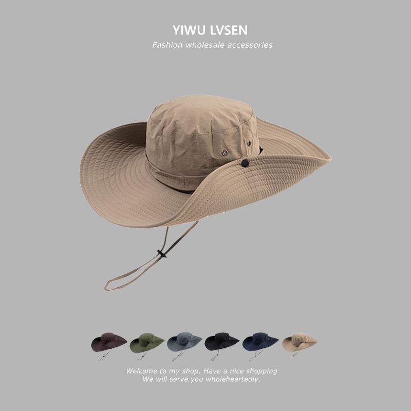 Mũ Cao Bồi Chống Nắng Phối Dây Rút Thời Trang Mùa Hè Cho Nam Và Nữ