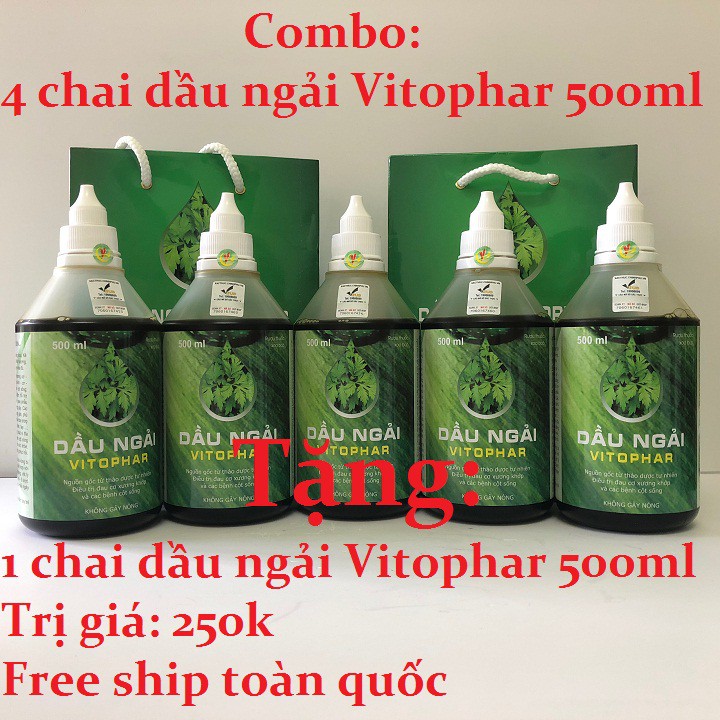 COMBO 4 chai tinh dầu ngải cứu Vitophar 500ml + tặng 1 chai tinh dầu ngải cứu Vitophar 500ml