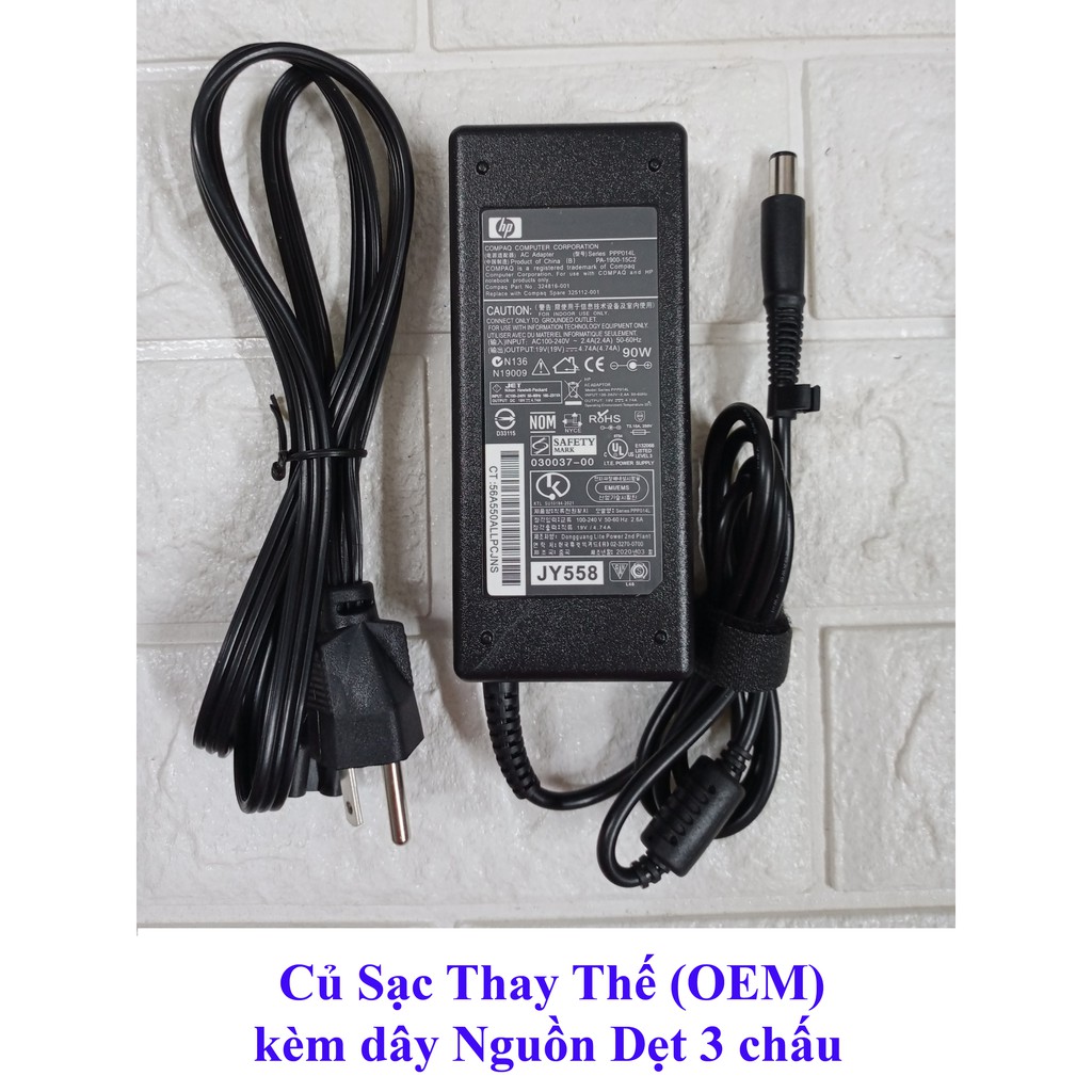 Sạc Laptop HP Probook 6440B 6560B 6570B OUTPUT 19V - 4.74A (90W) Chân Kim To kích thước 7.4mm x 5.0mm - Hàng Nhập Khẩu