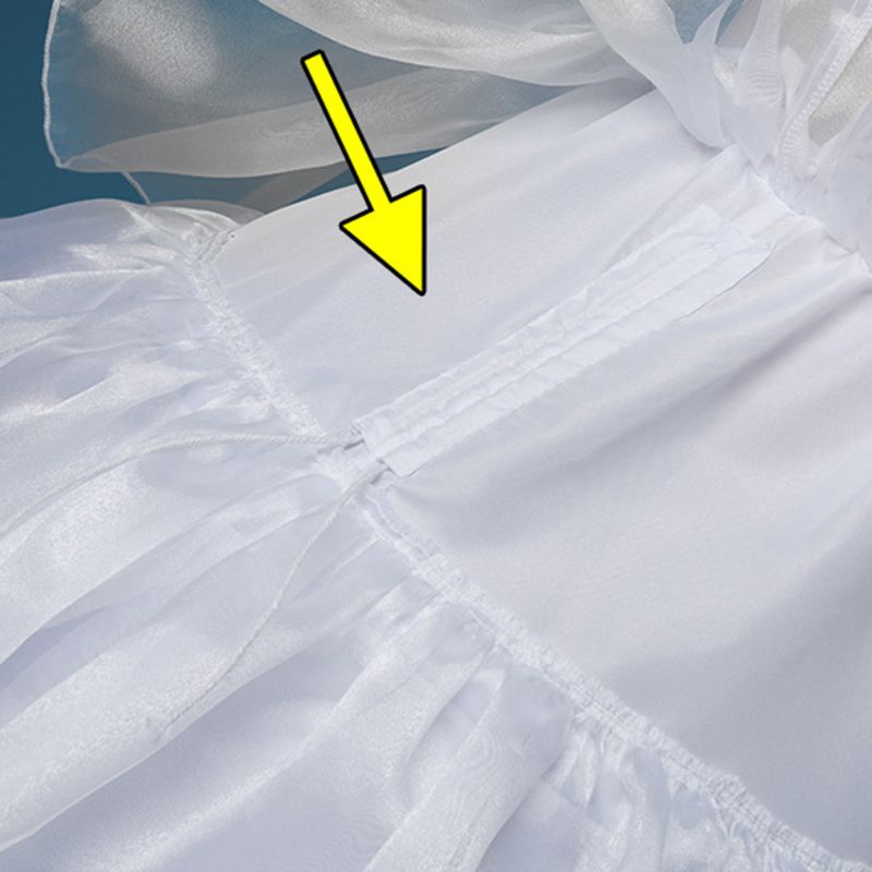 Đầm Cưới Nhún Bèo 3 Vòng Màu Trơn Có Thể Điều Chỉnh Độ Dài Phong Cách Lolita