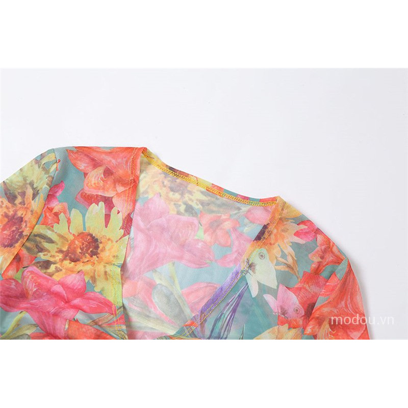 Bộ Đồ 3 Món Gồm Áo Crop Top + Chân Váy + Quần Lót Phối Lưới Thời Trang Mùa Hè Năng Động Cho Nữ