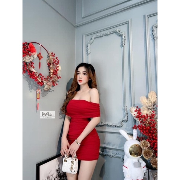 Váy body lưới trễ vai