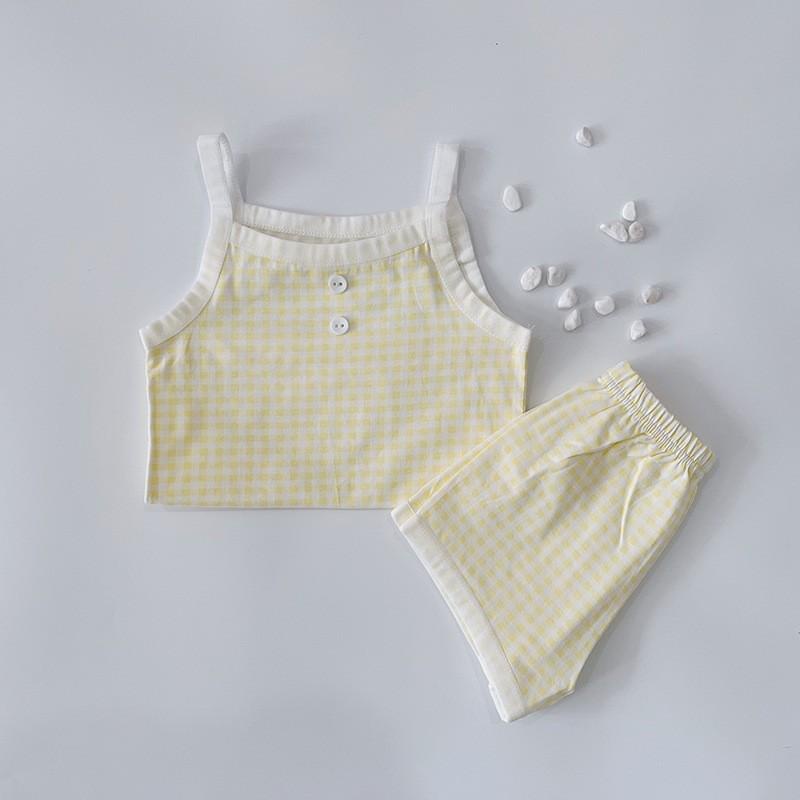 [PEEKABOO] Quần Áo Bé Gái Bộ Đồ Hai Dây Kẻ Caro Sagak Hàn Quốc Cho Bé 2 3 4 5 6 7 tuổi Thời Trang Trẻ Em 2022