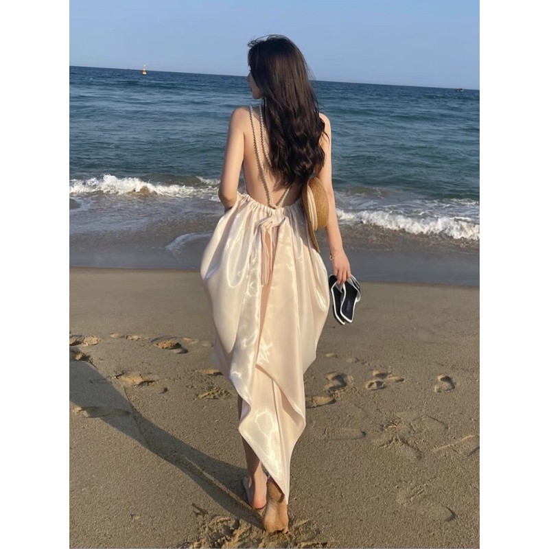 Váy hở lưng dây ngọc thắt nơ eo | BigBuy360 - bigbuy360.vn