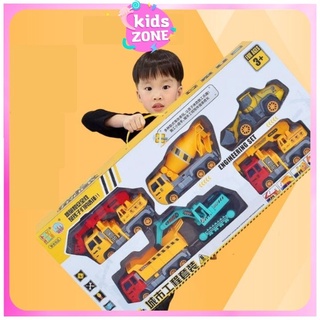 Đồ Chơi ô tô xe tải xe công trình xây dựng cỡ lớn trẻ em máy xúc máy cẩu xe ben mô hình công trình KIDS ZONE