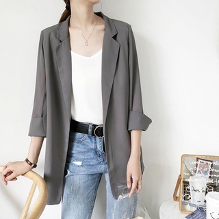 Áo Khoác Vest Vải Voan Mỏng Dáng Rộng Phong Cách Hàn Quốc Thời Trang Mùa Thu Mới Cho Bạn Gái