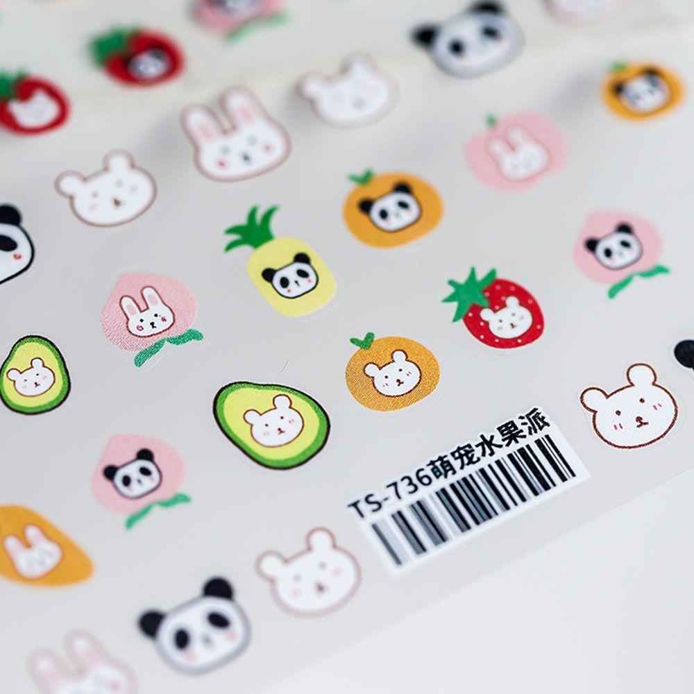 Miếng Dán Trang Trí Móng Tay Hình Gấu Trúc / Trái Cây Kiểu Nhật Hàn Xinh Xắn