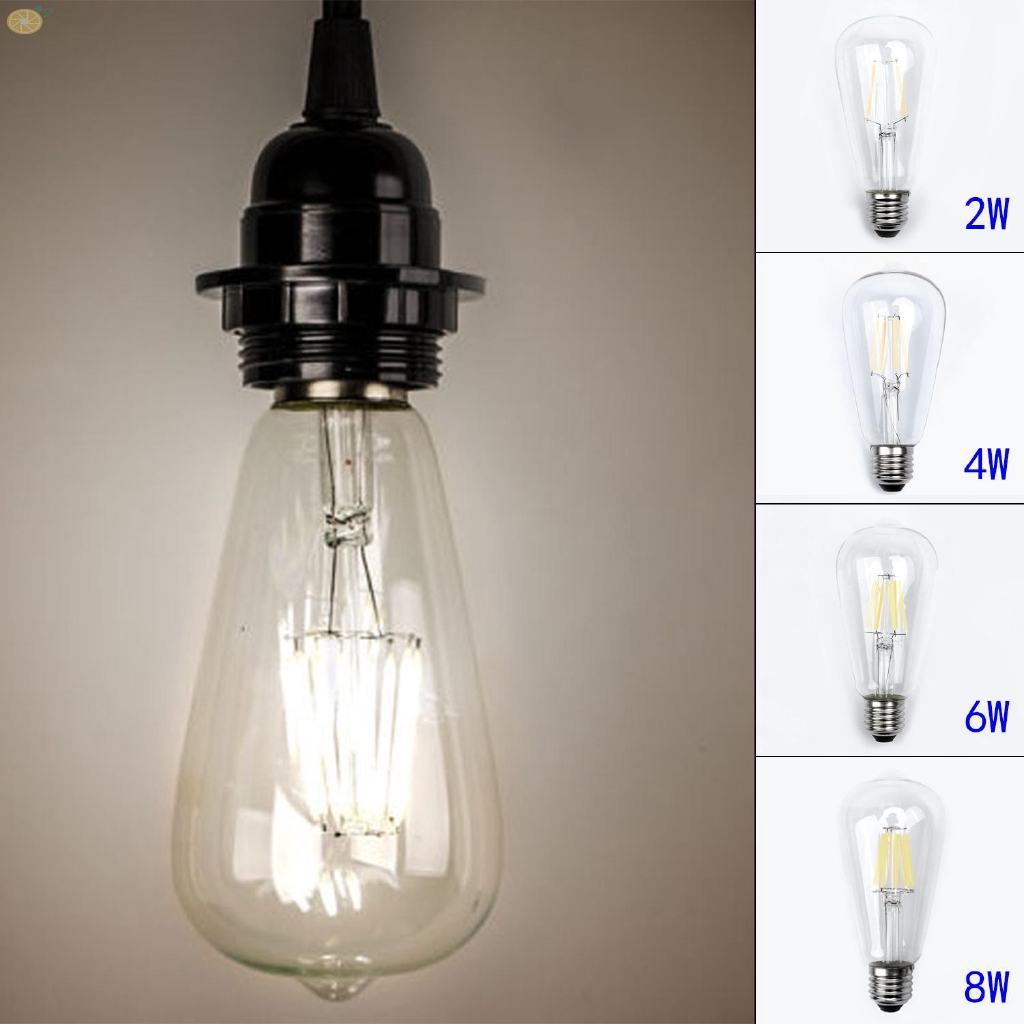 Bóng đèn Led sợi đối Edision cổ điển 2W-8W đuôi E27 ST64 ren vít công suất 2W/4W/6W/8W 64*148mm cho trang trí tiệc