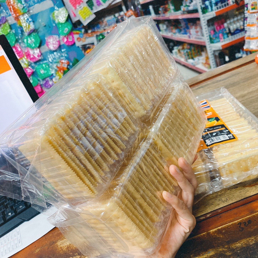 Bánh quy giòn rụm kẹp phô mai sữa Đài Loan 600g vị lạt phù hợp người ăn kiêng, tiểu đường